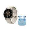 Pack Smartwatch Lhotse Vibe 05 Cream + Audífonos Celeste
